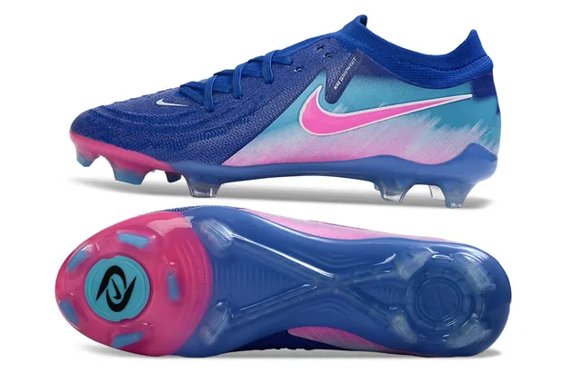 Nike Phantom GT Blue Pink Knit Upper Asymmetrical Lacing Firm-Ground Soccer Shoes 6