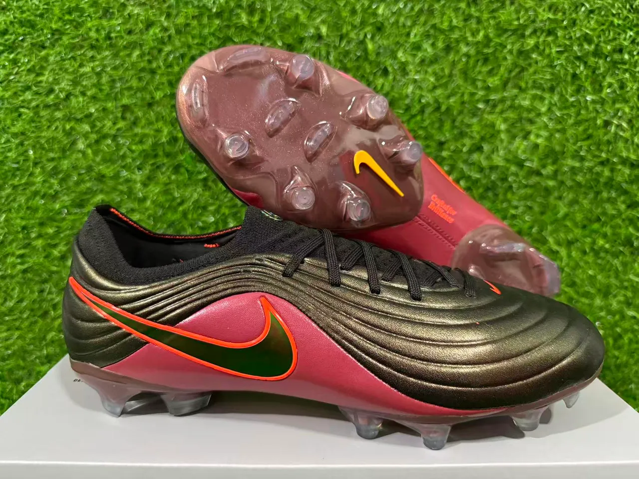Nike Phantom GT بوردو أسود باترون موجي الجزء العلوي الصناعي أحذية كرة القدم للأرض الصلبة 10