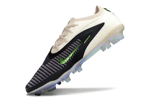 Nike Phantom GT NikeGrip-Knit Blanco Negro Verde Holográfico Firm-Ground Zapatos de Fútbol 3