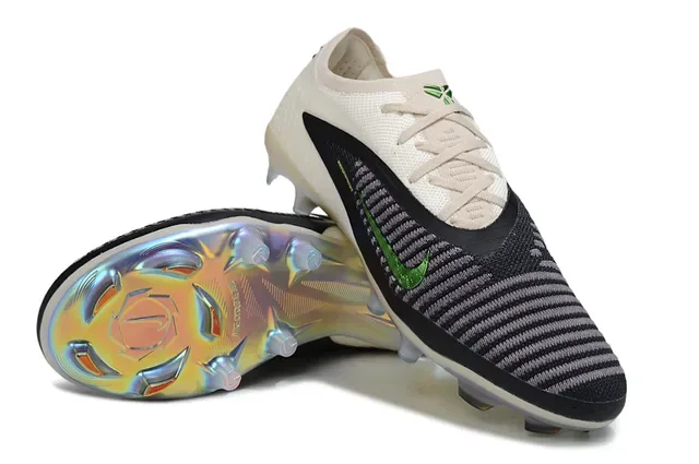 Nike Phantom GT NikeGrip-Knit Blanco Negro Verde Holográfico Firm-Ground Zapatos de Fútbol 4