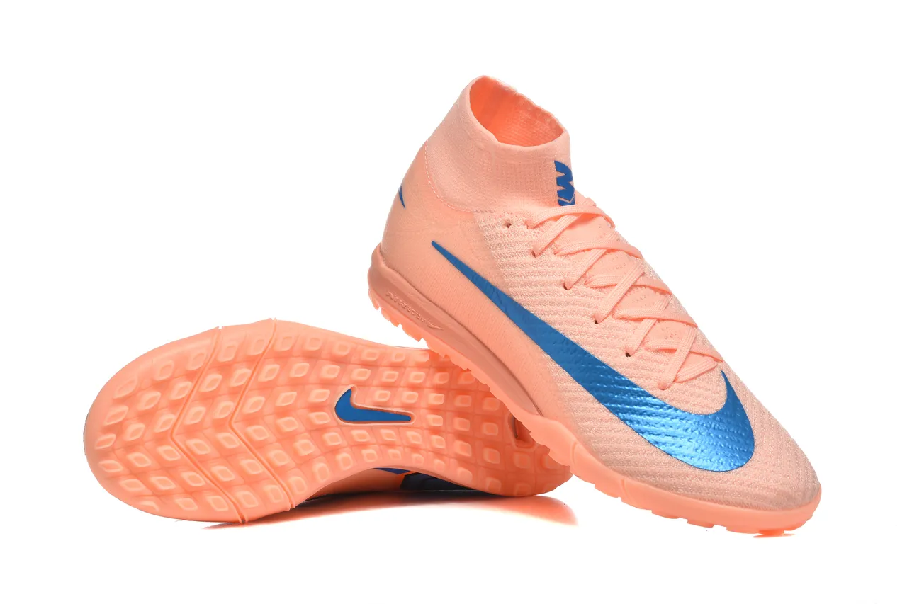 Nike Phantom GT Chaussures de football turf orange et bleu avec upper en knit sock-fit, high-top ankle collar 7