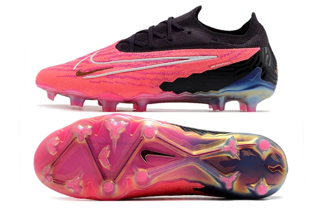 Nike Phantom GT Rose Noir Tige en tricot Lacets asymétriques Terrain ferme Chaussures de football 2