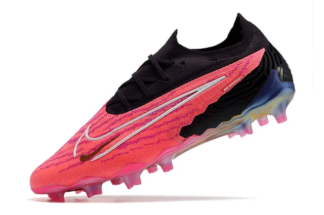 Nike Phantom GT Rose Noir Tige en tricot Lacets asymétriques Terrain ferme Chaussures de football 4