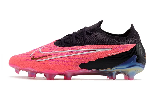 Nike Phantom GT Rose Noir Tige en tricot Lacets asymétriques Terrain ferme Chaussures de football 5