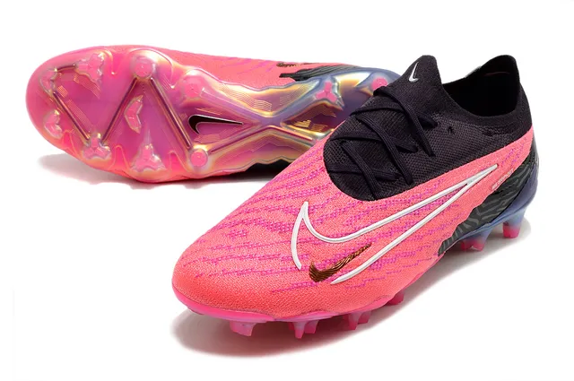 Nike Phantom GT Rose Noir Tige en tricot Lacets asymétriques Terrain ferme Chaussures de football 6
