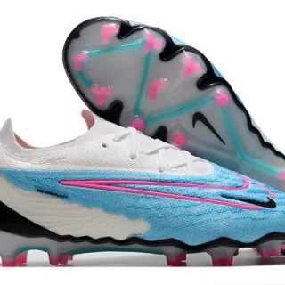 Nike Phantom GT 白色蓝色针织鞋面 非对称系带 钉地足球鞋