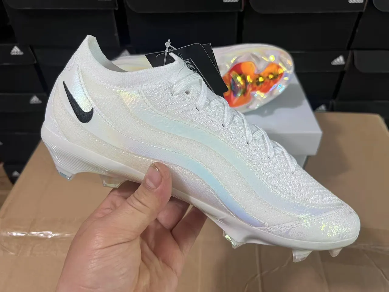 Nike Phantom GT White Iridescent Firm-Ground Soccer Shoes 8
