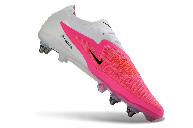 Nike Phantom GT White Pink Knit Upper Asymmetric Overlay Firm-Ground Soccer Shoes 2