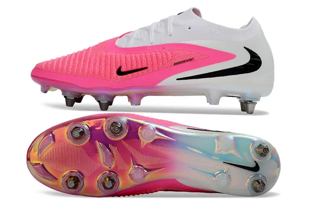 Nike Phantom GT White Pink Knit Upper Asymmetric Overlay Firm-Ground Soccer Shoes 6