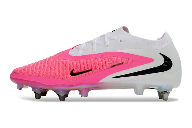 Nike Phantom GT White Pink Knit Upper Asymmetric Overlay Firm-Ground Soccer Shoes 7
