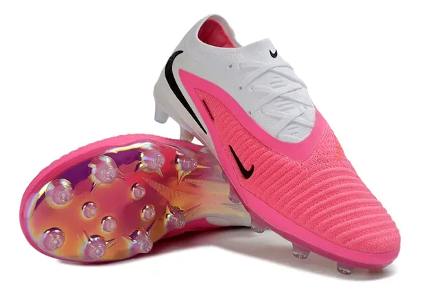 Nike Phantom GT أبيض وردي وجهة قماش محبوكة silhouette منخفض أرضية صلبة أحذية كرة القدم 4