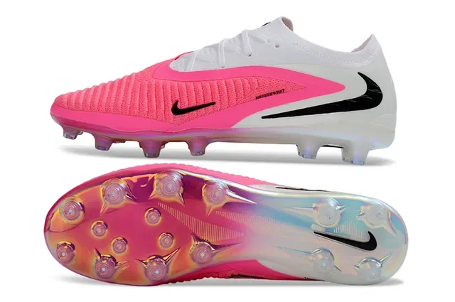 Nike Phantom GT أبيض وردي وجهة قماش محبوكة silhouette منخفض أرضية صلبة أحذية كرة القدم 6