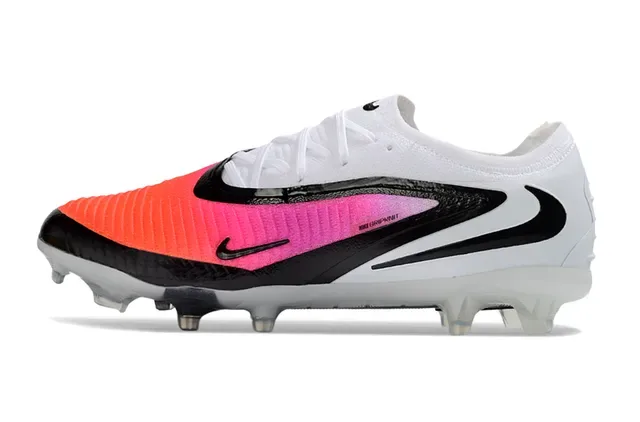 Nike Phantom GT Chaussures de football blanc rose, empiege knit coupe basse, overlay asimétrique noir, terrain ferme 8