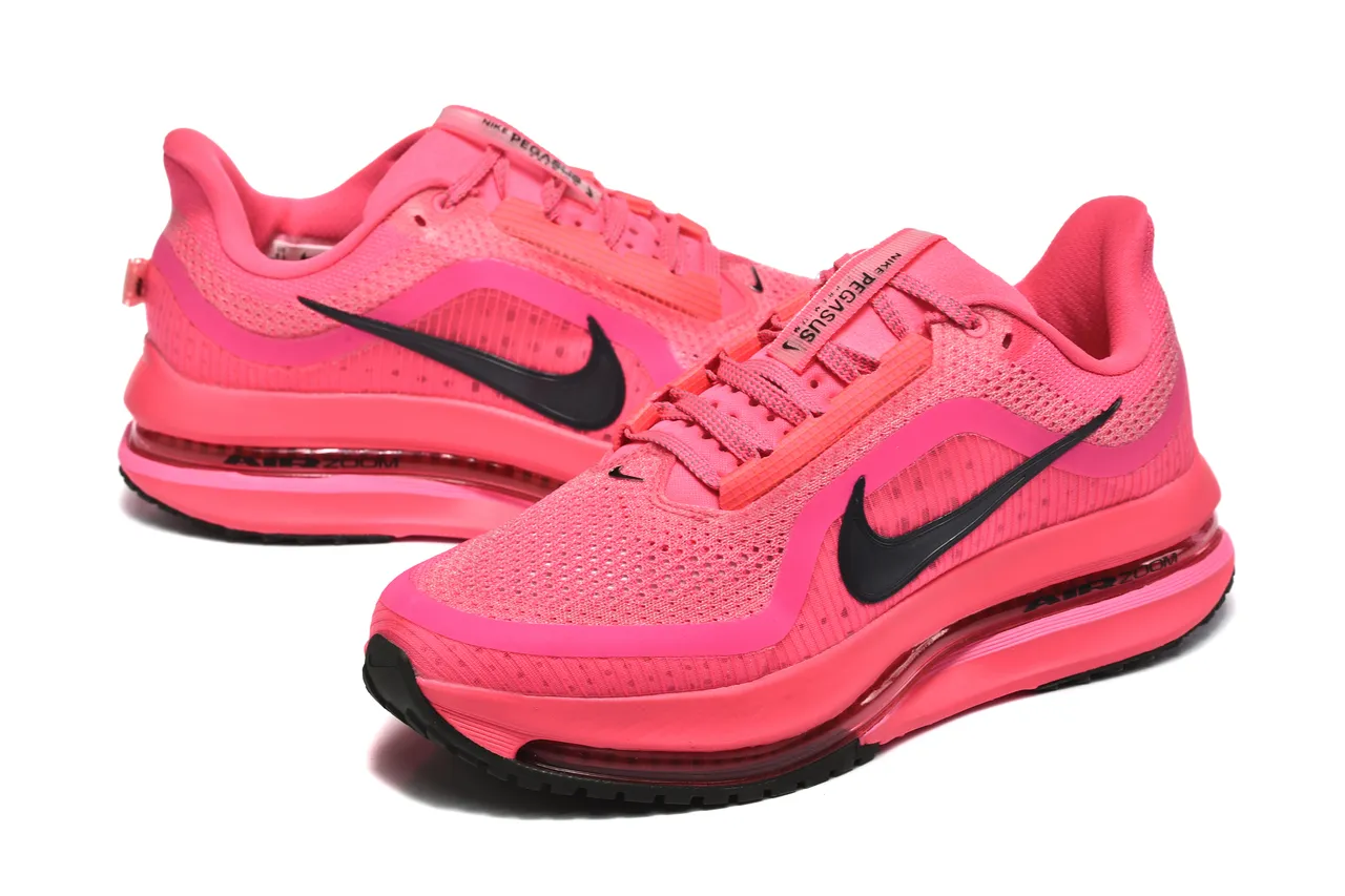 Nike Pink Black Engineered Mesh Upper Full-Length Visible Air Zoom Unit Running Shoes 6