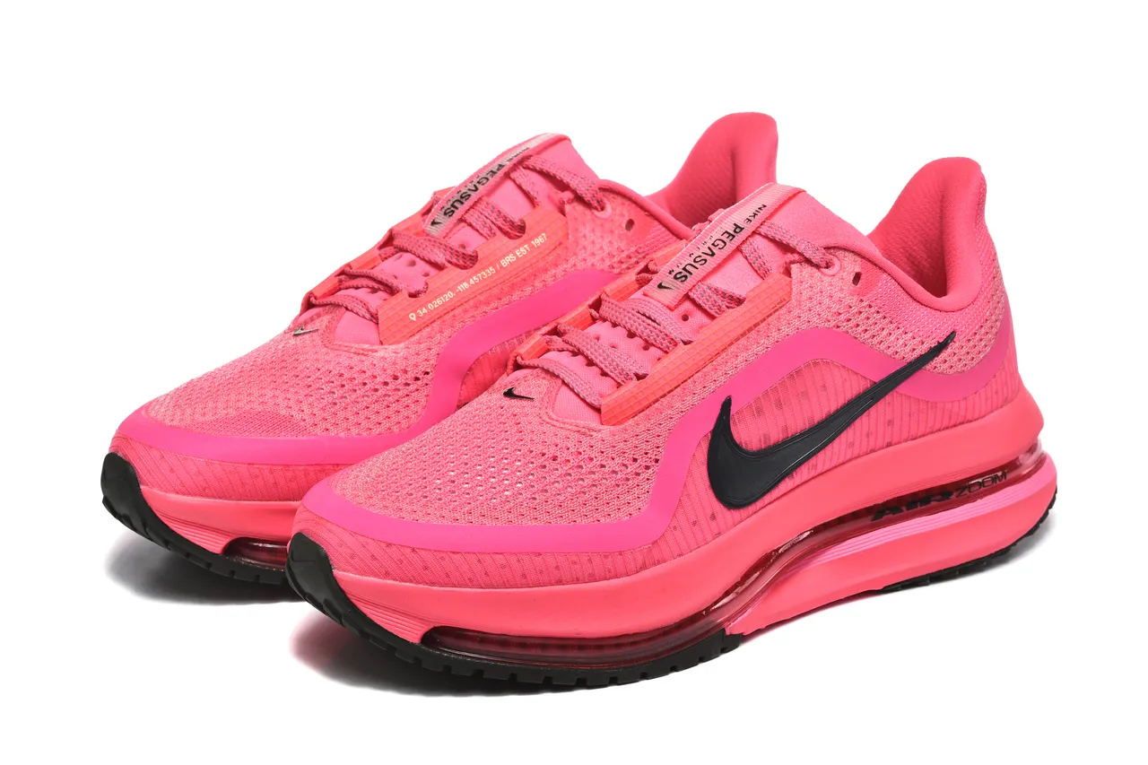 Nike Pink Black Engineered Mesh Upper Full-Length Visible Air Zoom Unit Running Shoes 8