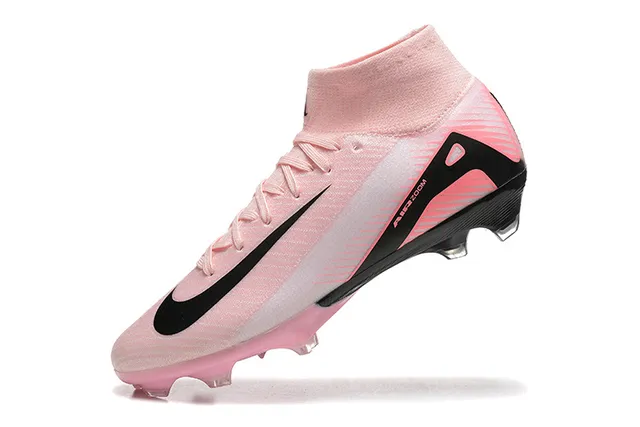 Nike Pink Black High-Cut Sock-Fit Collar Translucent Soleplate Firm-Ground Soccer Shoes 5