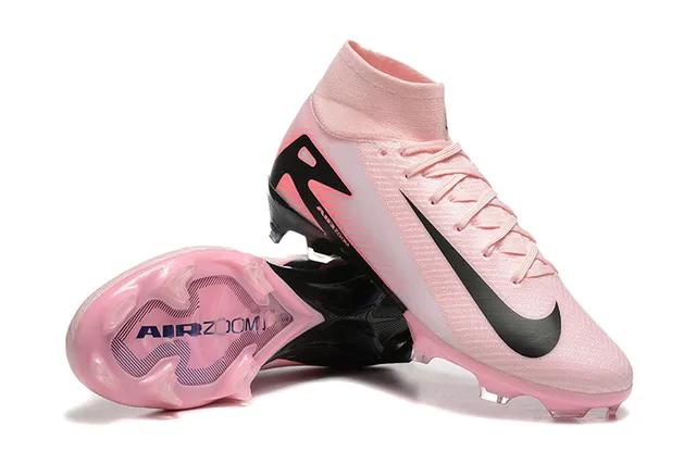 Nike Pink Black High-Cut Sock-Fit Collar Translucent Soleplate Firm-Ground Soccer Shoes 6