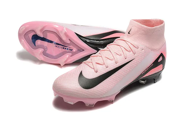 Nike Pink Black High-Cut Sock-Fit Collar Translucent Soleplate Firm-Ground Soccer Shoes 7