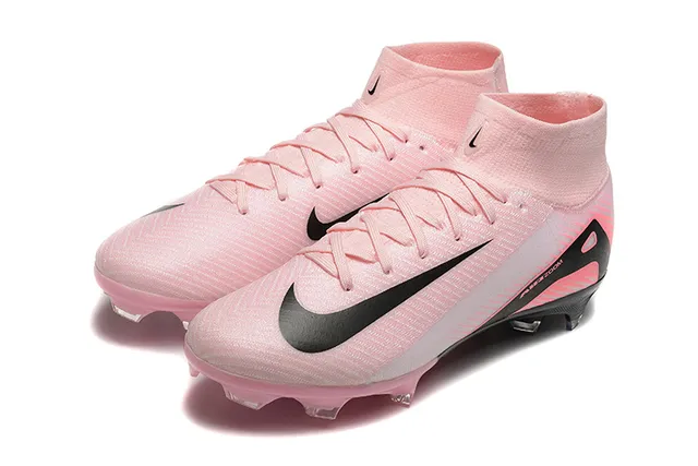 Nike Pink Black High-Cut Sock-Fit Collar Translucent Soleplate Firm-Ground Soccer Shoes 8