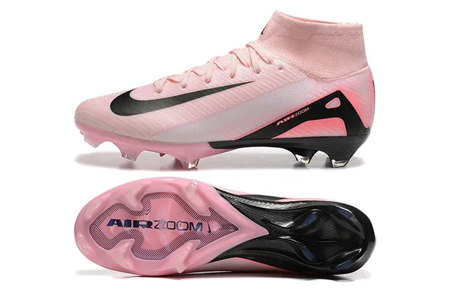 Nike Pink Black High-Cut Sock-Fit Collar Translucent Soleplate Firm-Ground Soccer Shoes 9