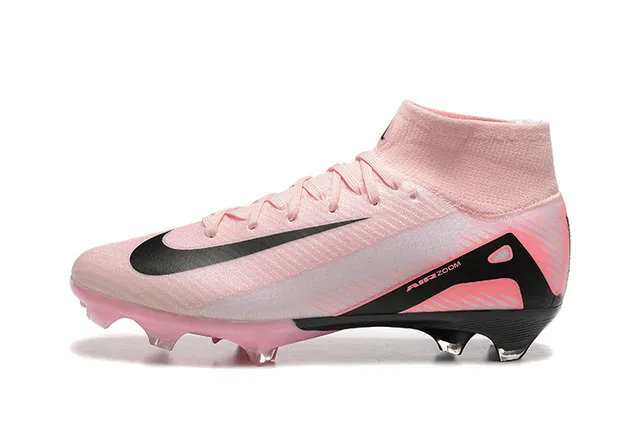 Nike Pink Black High-Cut Sock-Fit Collar Translucent Soleplate Firm-Ground Soccer Shoes 10
