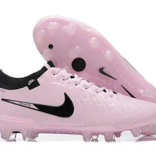 Nike Pink Black Low-Cut Synthetic Upper Quilted Ribbed Texture Firm-Ground Soccer Shoes