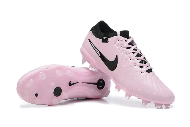 Nike Pink Black Low-Cut Synthetic Upper Quilted Ribbed Texture Firm-Ground Soccer Shoes 6