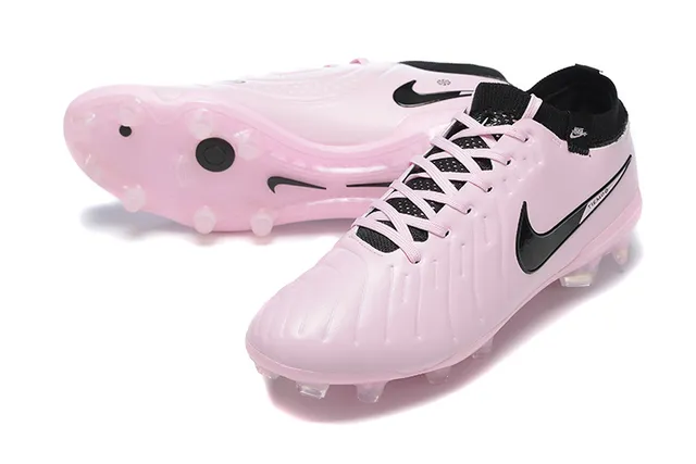 Nike Pink Black Low-Cut Synthetic Upper Quilted Ribbed Texture Firm-Ground Soccer Shoes 7