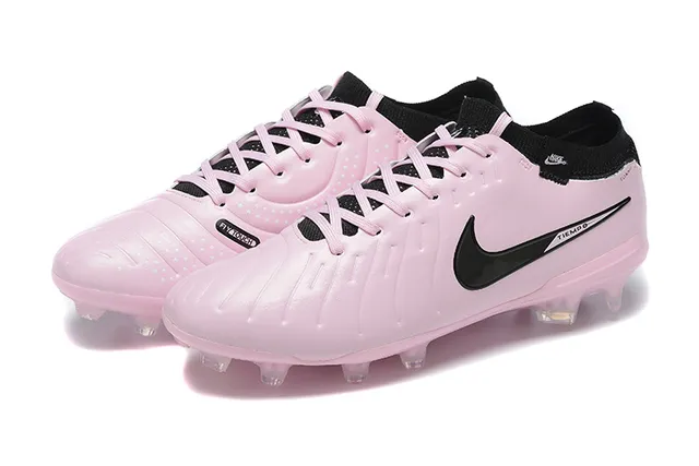 Nike Pink Black Low-Cut Synthetic Upper Quilted Ribbed Texture Firm-Ground Soccer Shoes 8