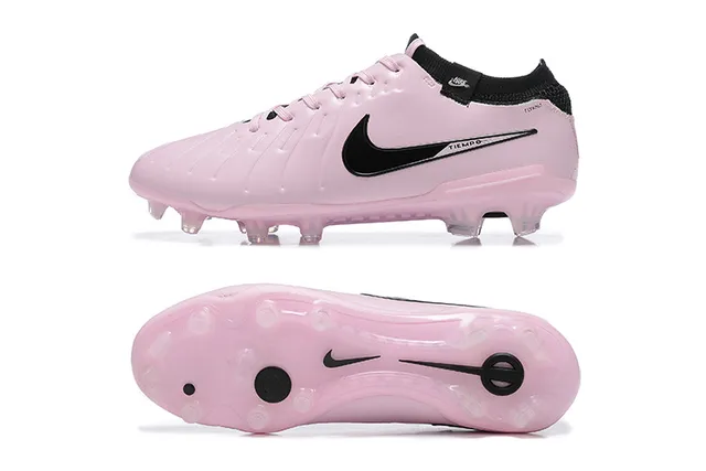 Nike Pink Black Low-Cut Synthetic Upper Quilted Ribbed Texture Firm-Ground Soccer Shoes 9