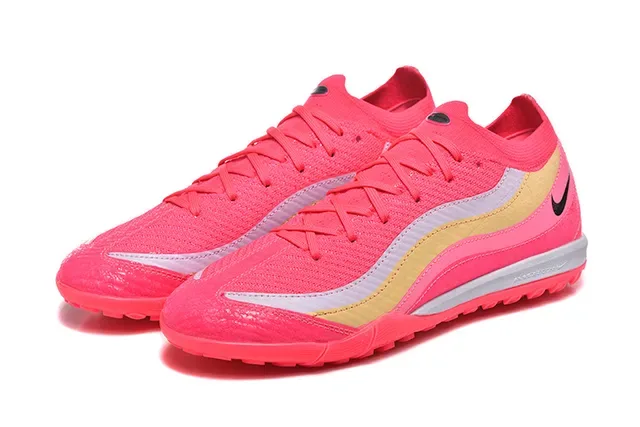 Nike Chaussures de football turf upper tricot rose doré overlays motif ondulé 8