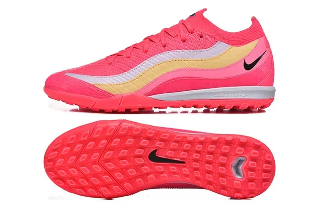 Nike Chaussures de football turf upper tricot rose doré overlays motif ondulé 9