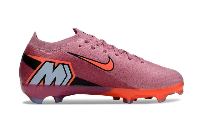 Nike Tênis de Futebol com upper de knit rosa laranja ajuste dinâmico colar superfície firme 5