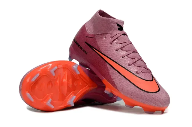 Nike Tênis de Futebol com upper de knit rosa laranja ajuste dinâmico colar superfície firme 7