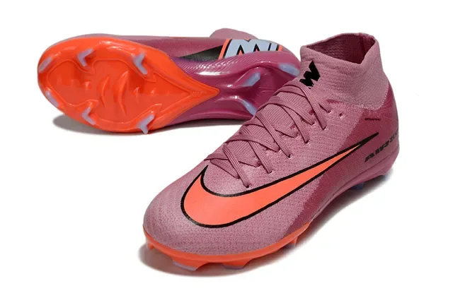 Nike Tênis de Futebol com upper de knit rosa laranja ajuste dinâmico colar superfície firme 8