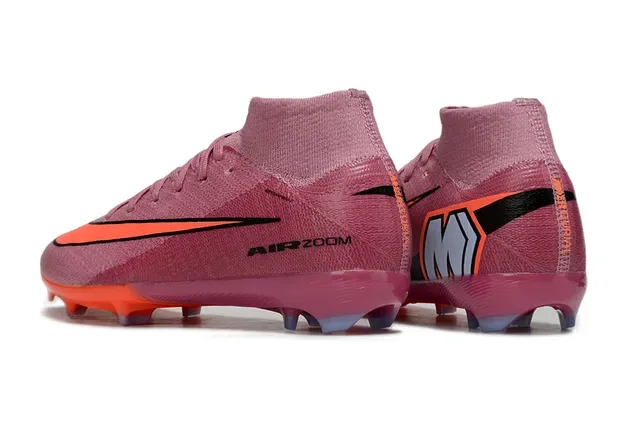 Nike Tênis de Futebol com upper de knit rosa laranja ajuste dinâmico colar superfície firme 9