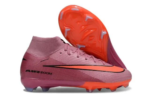 Nike Tênis de Futebol com upper de knit rosa laranja ajuste dinâmico colar superfície firme 10