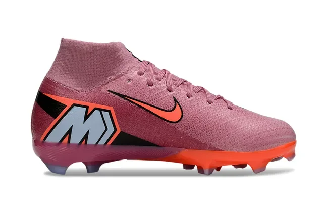Nike Tênis de Futebol com upper de knit rosa laranja ajuste dinâmico colar superfície firme 11