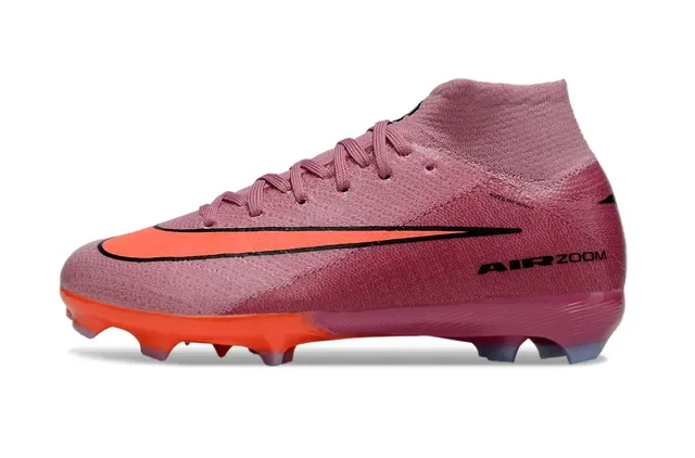 Nike Tênis de Futebol com upper de knit rosa laranja ajuste dinâmico colar superfície firme 12