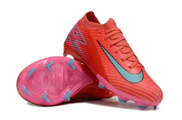 Nike Tênis de Futebol com upper de knit rosa laranja ajuste dinâmico colar superfície firme 13