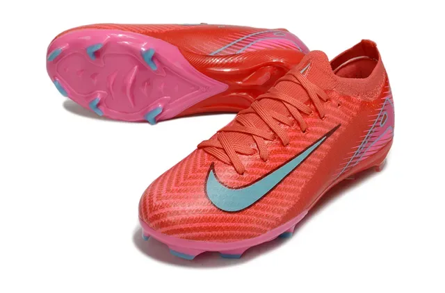 Nike Tênis de Futebol com upper de knit rosa laranja ajuste dinâmico colar superfície firme 14