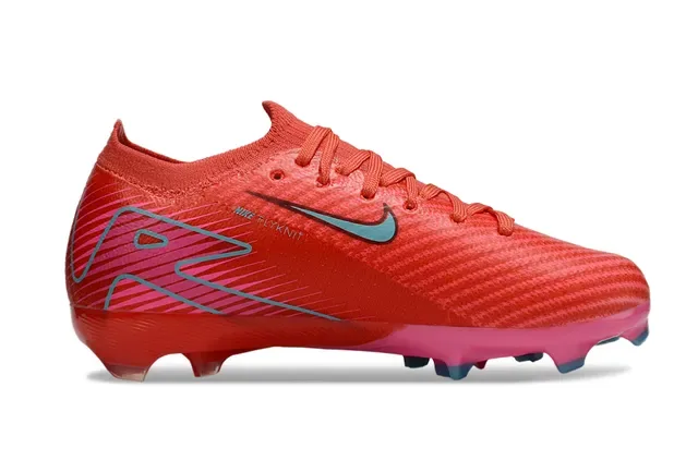 Nike Tênis de Futebol com upper de knit rosa laranja ajuste dinâmico colar superfície firme 17