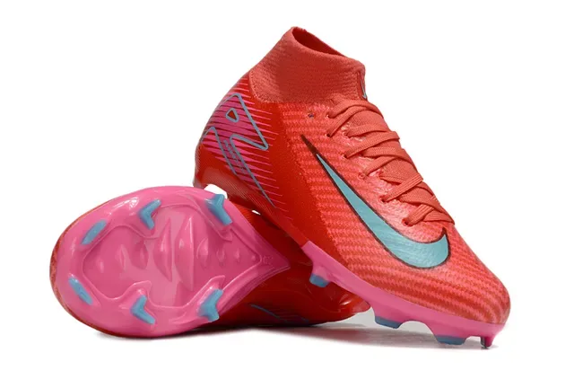Nike Tênis de Futebol com upper de knit rosa laranja ajuste dinâmico colar superfície firme 19