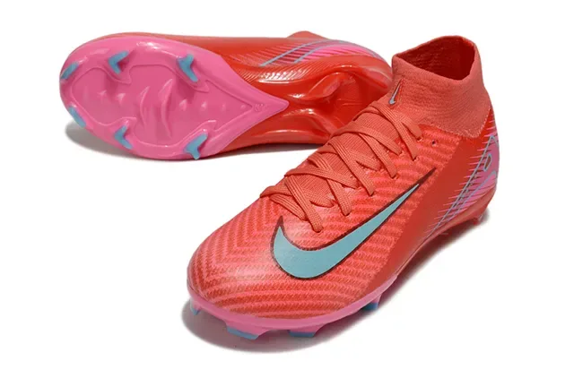 Nike Tênis de Futebol com upper de knit rosa laranja ajuste dinâmico colar superfície firme 20