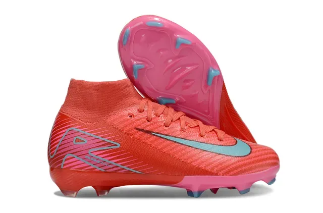 Nike Tênis de Futebol com upper de knit rosa laranja ajuste dinâmico colar superfície firme 22