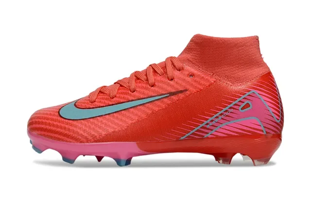 Nike Tênis de Futebol com upper de knit rosa laranja ajuste dinâmico colar superfície firme 24