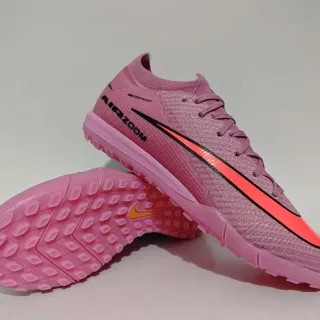 Nike zapatillas de fútbol con upper de knit rosa y naranja, cuello de ajuste dinámico para turf