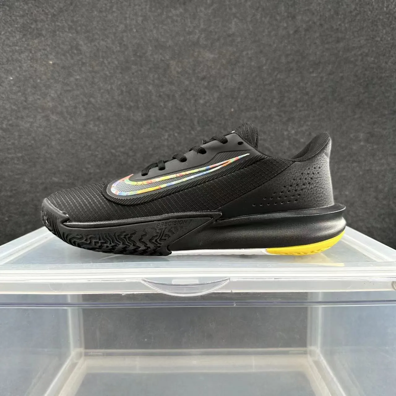 Nike Precision Black Yellow Low-Profile Basketball Shoes 2