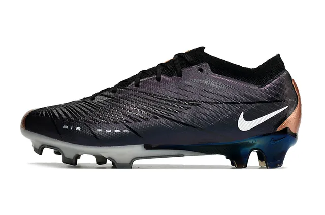 Nike Zapatos de fútbol púrpura y negro de bajo con upper de knit y cuello de ajuste sock-fit para terreno firme 5
