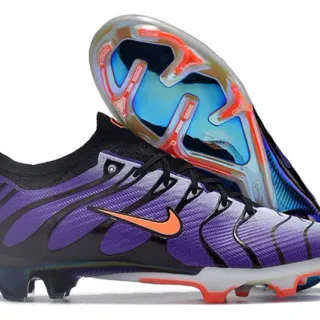 Nike Purple Black Wave-Patterned Synthetic Overlays Sock-Fit Ankle Collar Firm-Ground Soccer Shoes